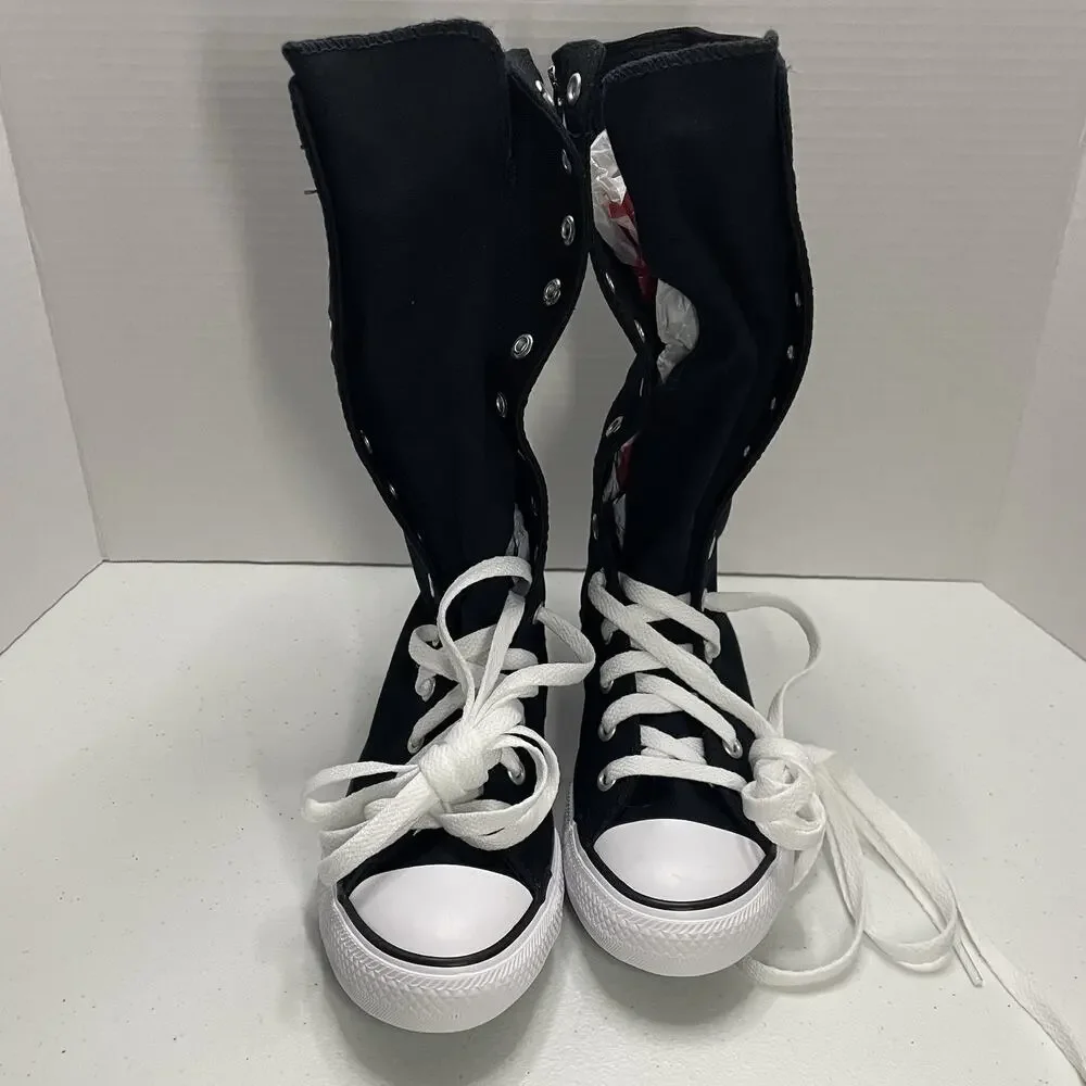 Converse Kids Size 1 Shoes NEW Knee High Chuck Taylor All Star XHi Black Zip Up